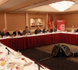 Su Alteza Real el Príncipe de Asturias durante el desayuno de trabajo con representantes de empresas tecnológicas